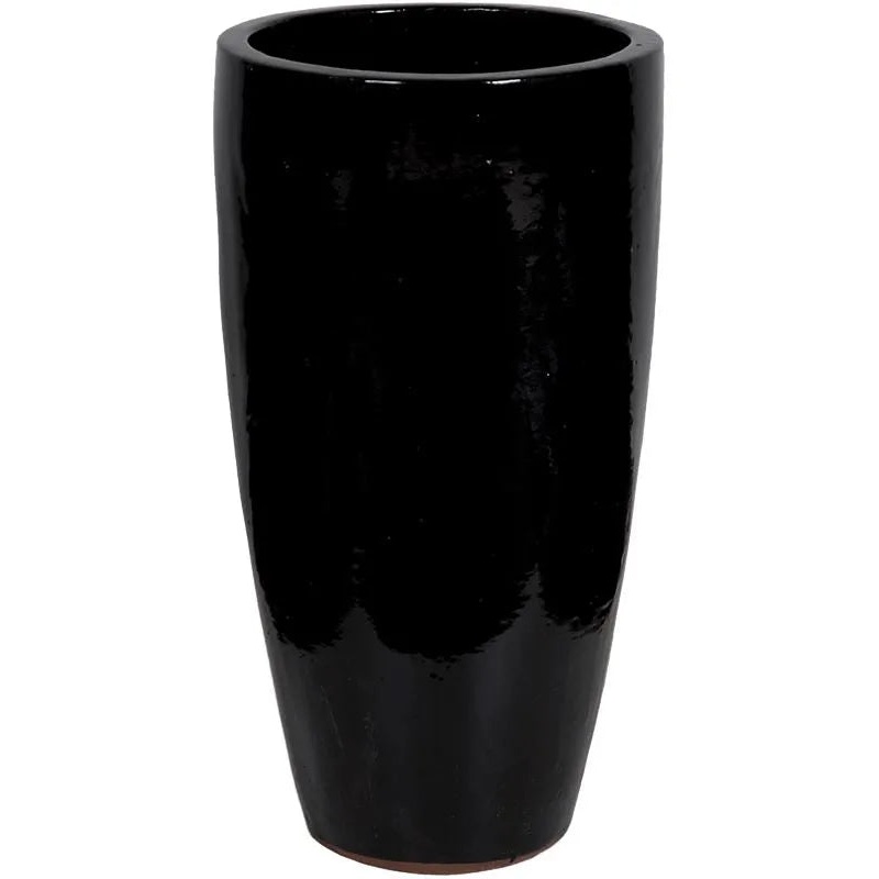 Plain Plant Pot 70cm Height 27cm Dia Partner Black Shiny