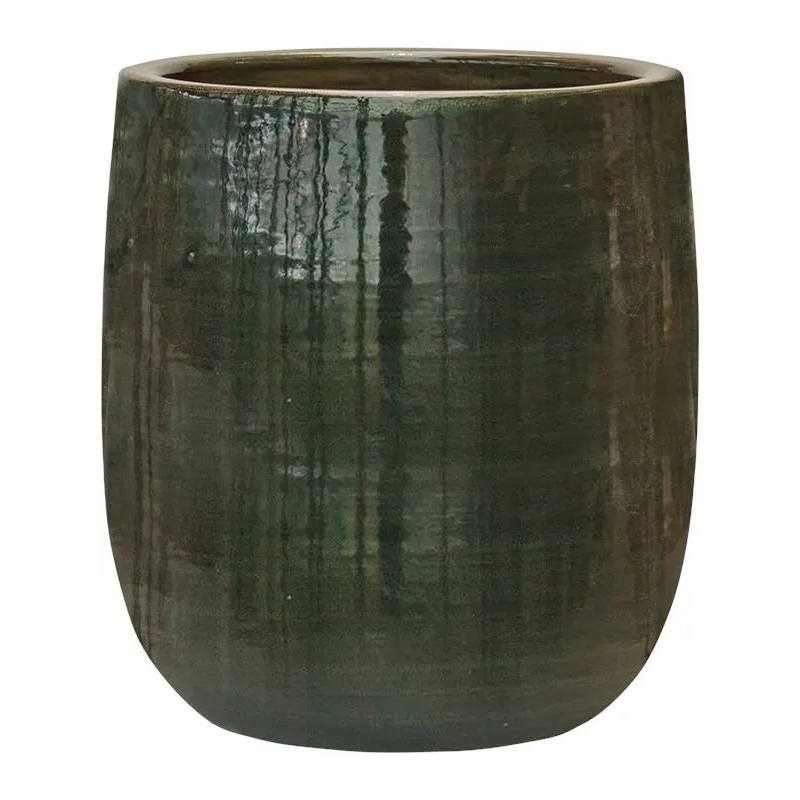 Plain Striped Plant Pot 31cm Height 22cm Dia Darcy Olive
