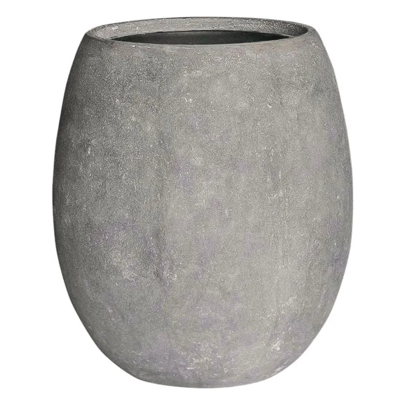 Baq Polystone Coated Plain Plant Pot 55cm Height 30cm Dia Balloon Raw Grey (with liner)