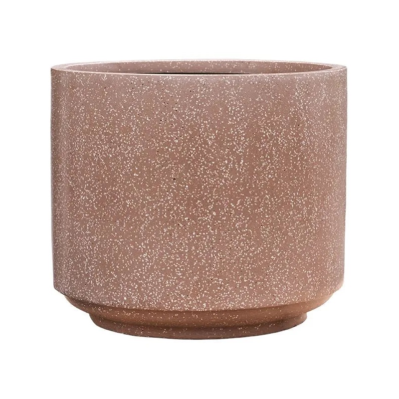 Baq Terrazzo Plant Pot 44cm Height 50cm Dia Cylinder Mocha