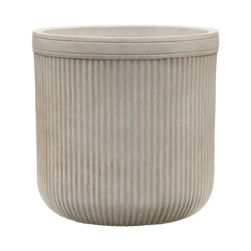 Baq Vertical Rib Plant Pot 40cm Height 36cm Dia Cylinder Beige