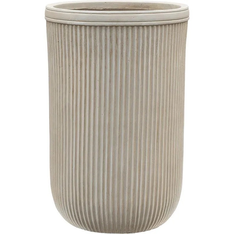 Baq Vertical Rib Plant Pot 57cm Height 33cm Dia Cylinder Beige
