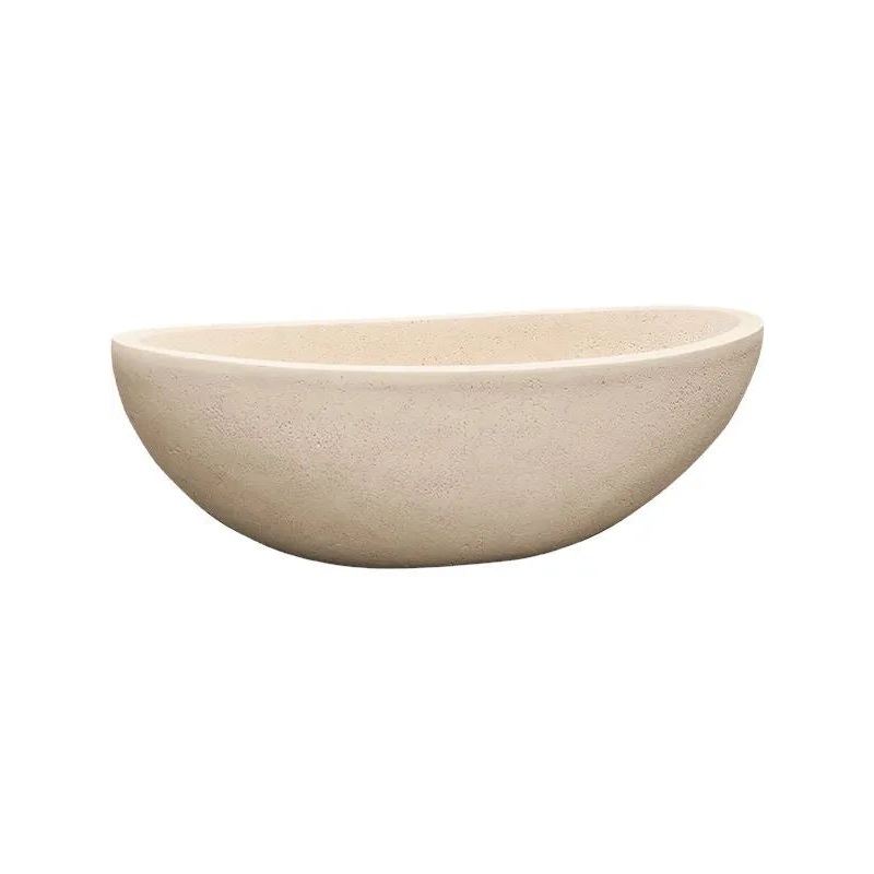 Baq Polystone Plain Plant Pot 13cm Height 18cm Dia Boat Natural