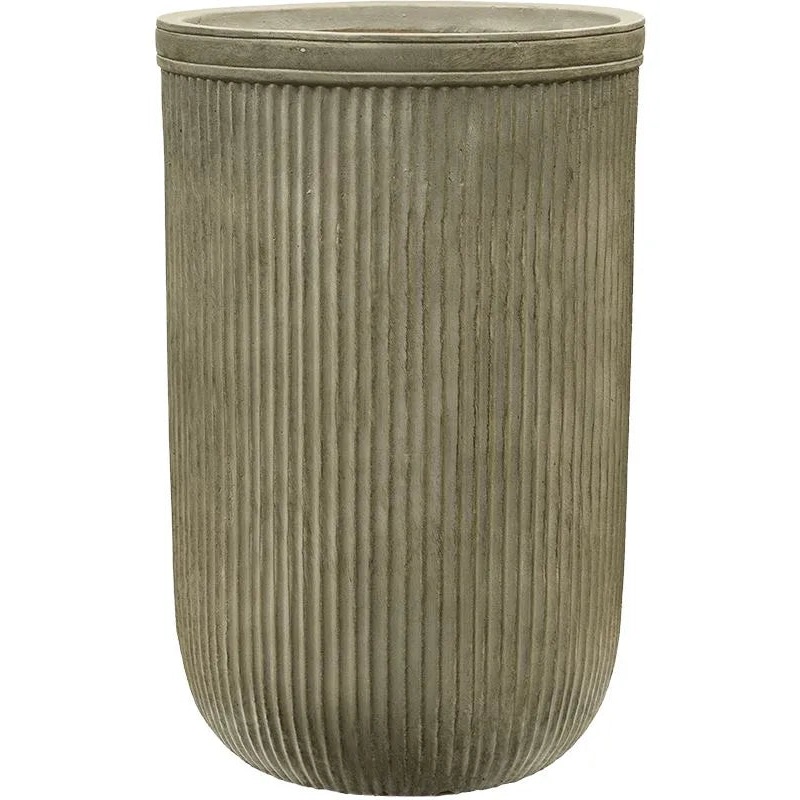 Baq Vertical Rib Plant Pot 57cm Height 33cm Dia Cylinder Green
