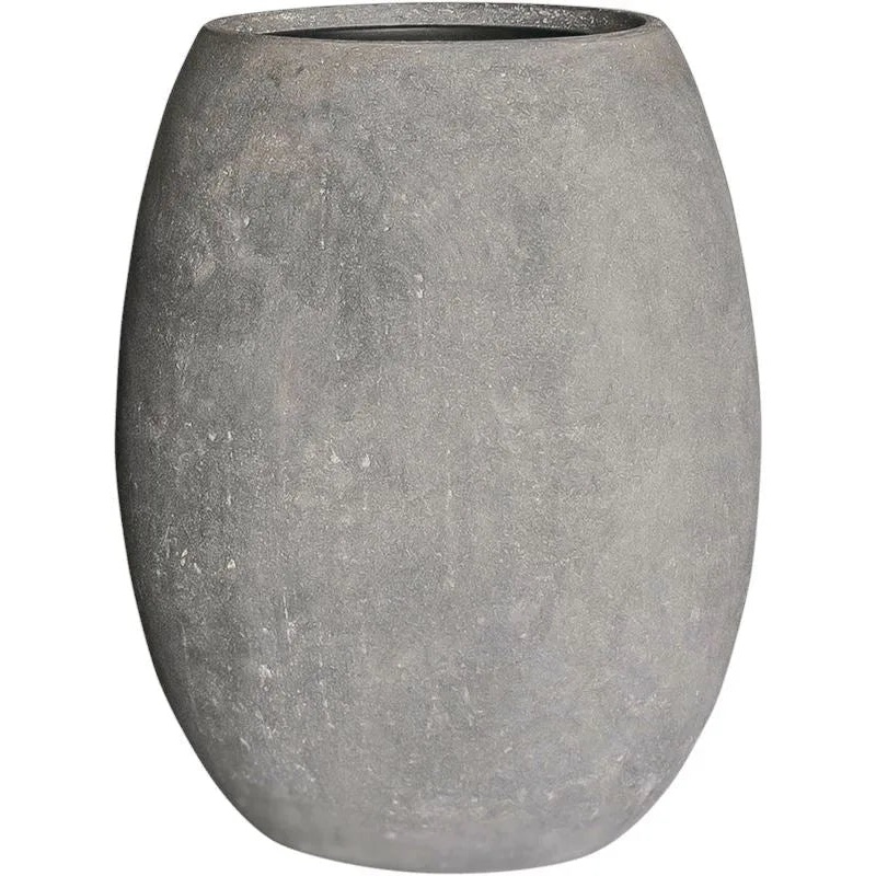 Baq Polystone Coated Plain Plant Pot 68cm Height 30cm Dia Balloon Raw Grey (with liner)
