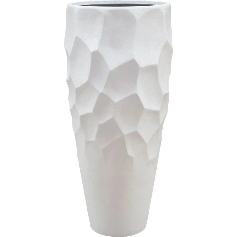 Baq Polystone Nathan James Plant Pot 110cm Height 39cm Dia Partner White (with liner)