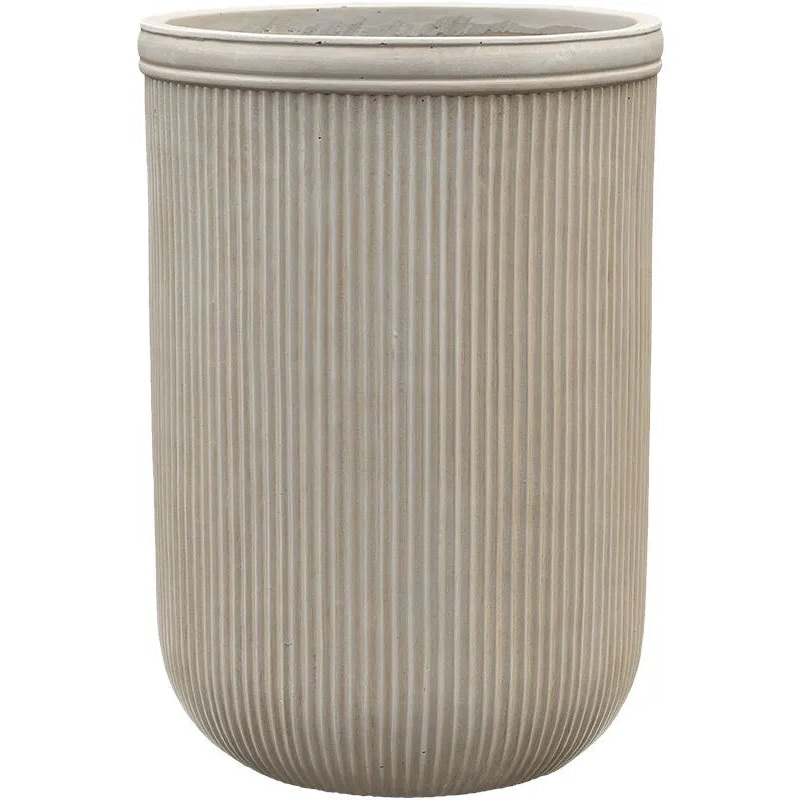 Baq Vertical Rib Plant Pot 65cm Height 41cm Dia Cylinder Beige