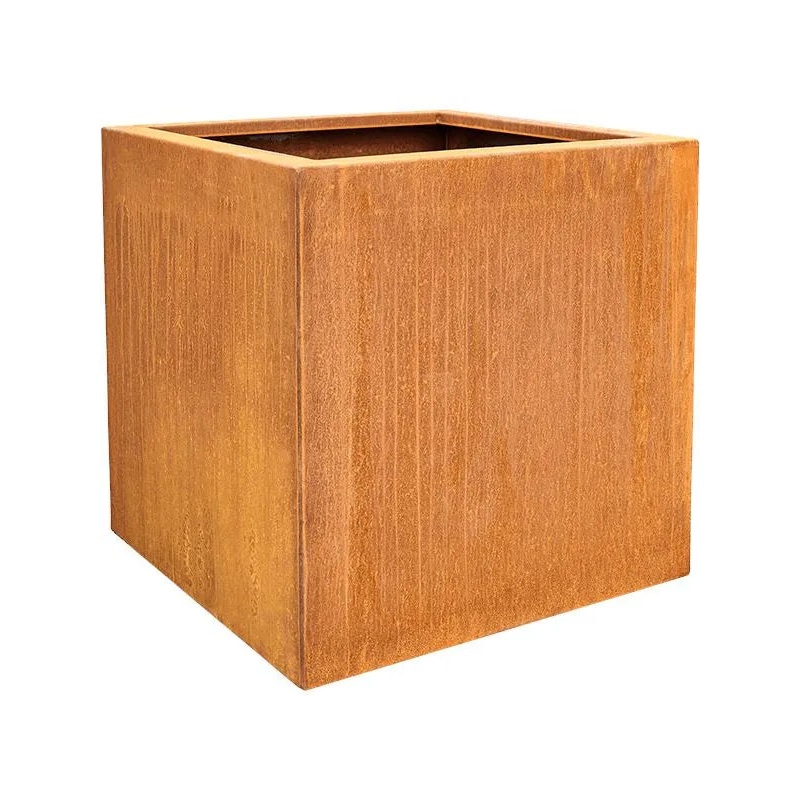 Cortensteel Plant Pot 60cm Height cm Dia Square Topper With Low Feet