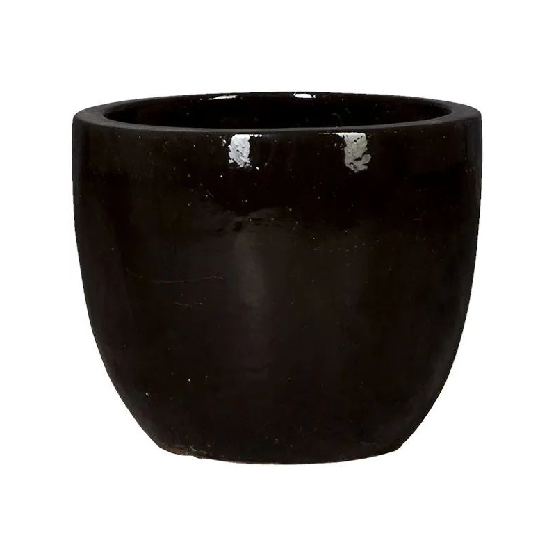 Plain Plant Pot 37cm Height 37cm Dia Couple Black Shiny
