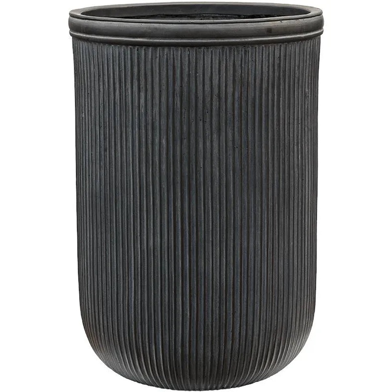 Baq Vertical Rib Plant Pot 65cm Height 41cm Dia Cylinder Anthracite