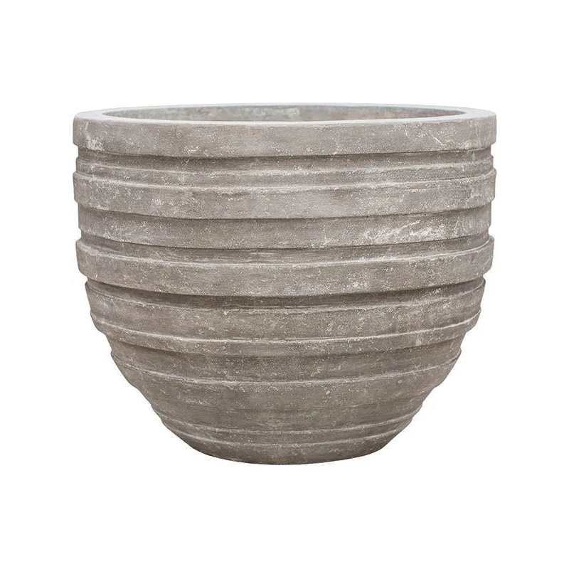 Baq Polystone Coated Junar Plant Pot 56cm Height 61cm Dia Couple Raw Grey