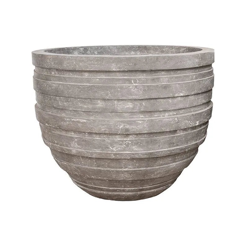 Baq Polystone Coated Junar Plant Pot 120cm Height 135cm Dia Couple Raw Grey