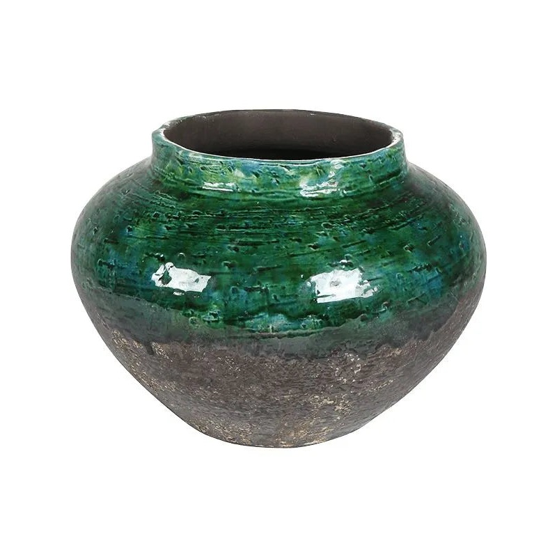 Lindy Plant Pot 20cm Height 14cm Dia Jar Green Black