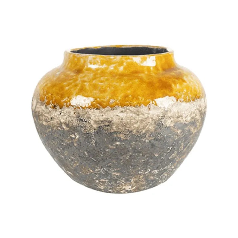 Lindy Plant Pot 20cm Height 14cm Dia Jar Ochre