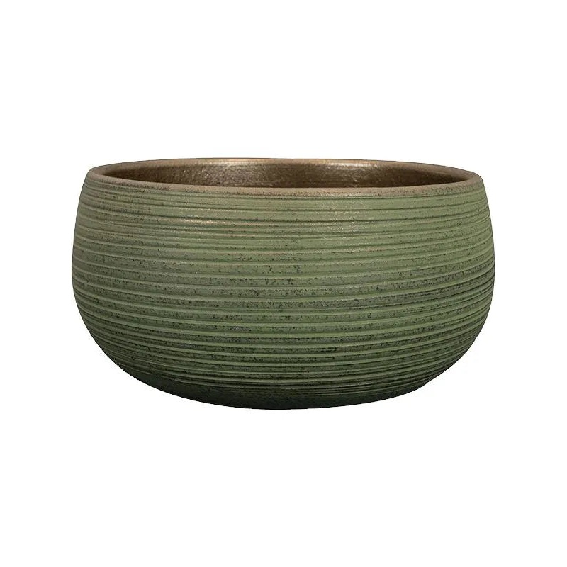 Lydia Plant Pot 13cm Height 26cm Dia Bowl Shiny Green