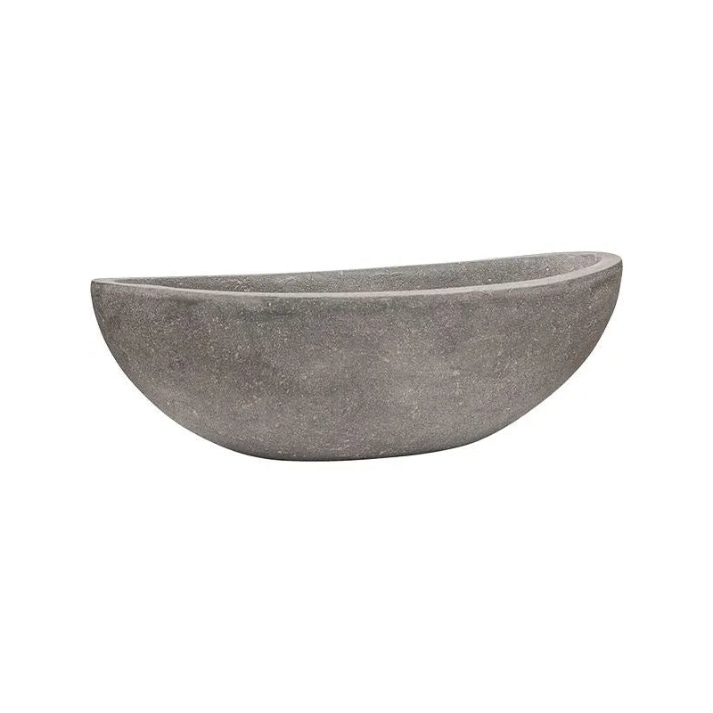 Baq Polystone Plain Plant Pot 18cm Height 31cm Dia Boat Grey