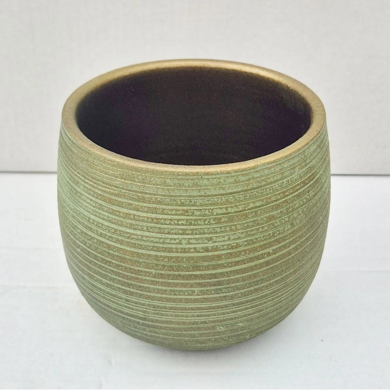 Green & Gold Bowl 13cm Plant Pot