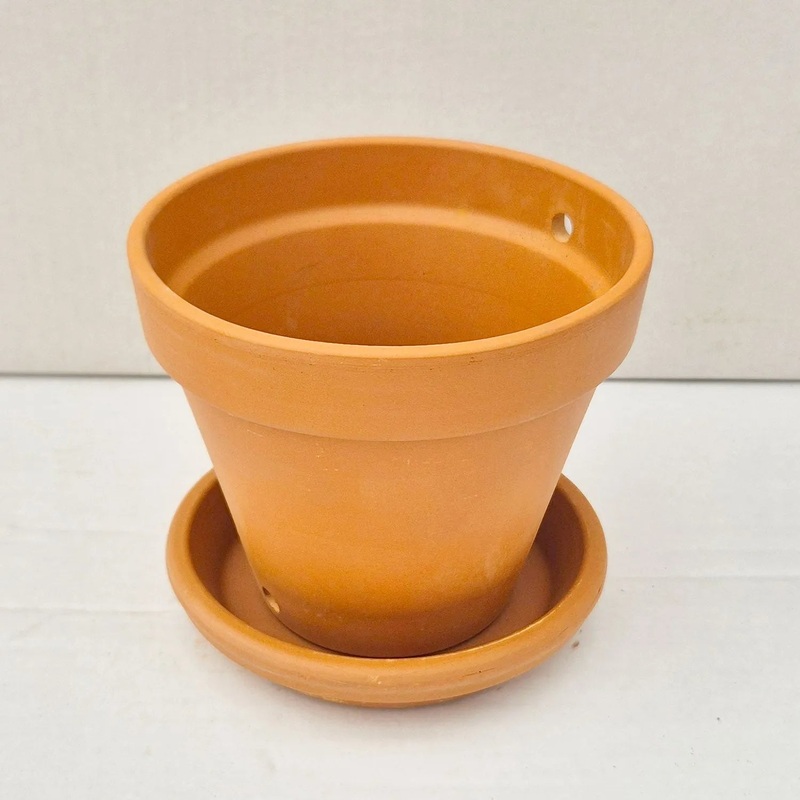 Terracotta with attached Saucer 13cm Indoor Plant Pot