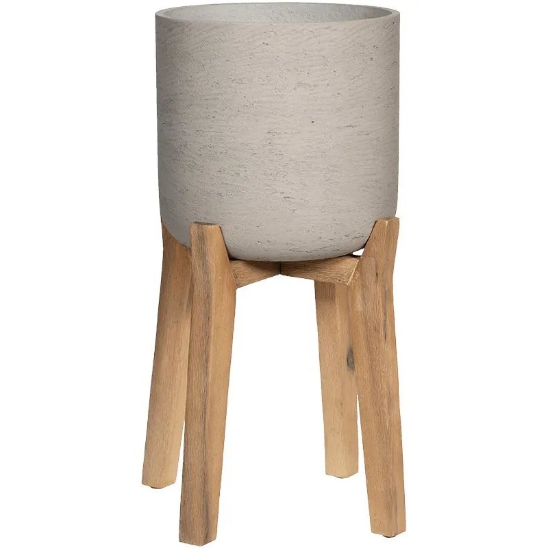 Rough With Feet High Plant Pot 38cm Height 16cm Dia Charlie M Grey Washed