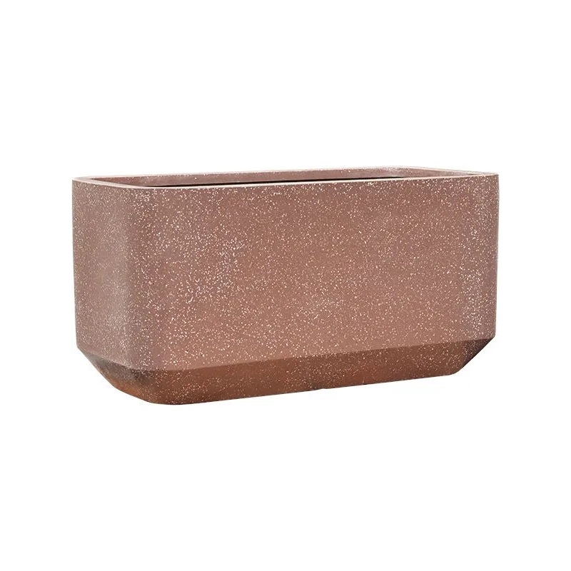 Baq Terrazzo Plant Pot 40cm Height 33cm Dia Rounded Rectangle Mocha