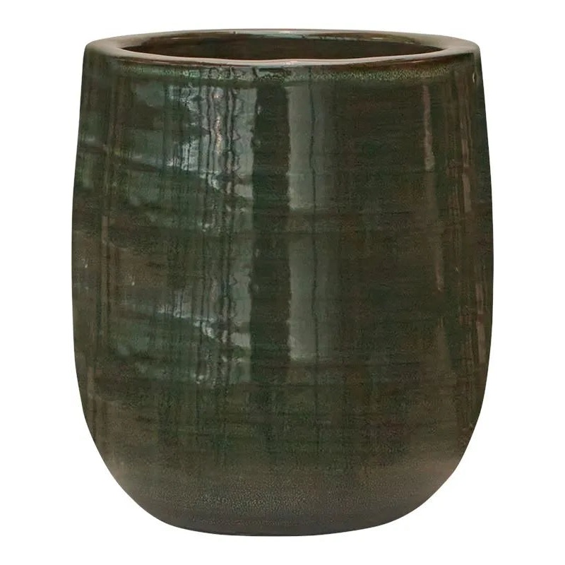 Plain Striped Plant Pot 23cm Height 16cm Dia Darcy Olive