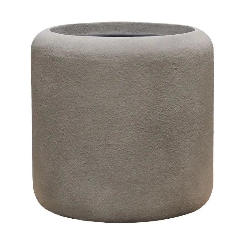 Baq Nucast Plant Pot 34cm Height 24cm Dia Cylinder Elephant Grey (with liner)