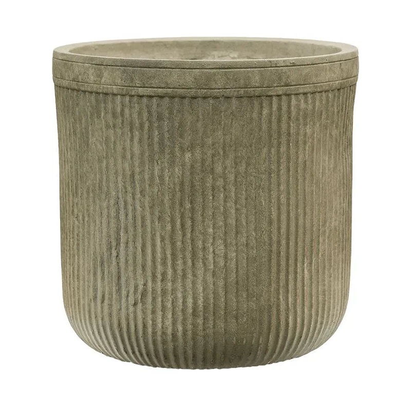 Baq Vertical Rib Plant Pot 31cm Height 26cm Dia Cylinder Green