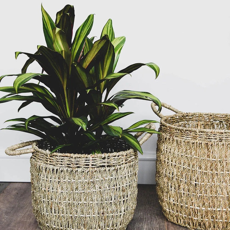 Seagrass Lined Basket Natural Set of 2