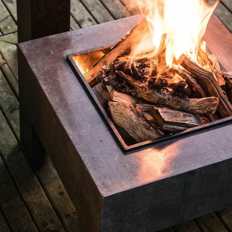 Square Fire Bowl & Square Console Granite 40cm Height 58cm Width