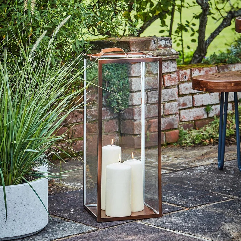 Hampton Tall Lantern in Copper 60cm Height 25cm Width
