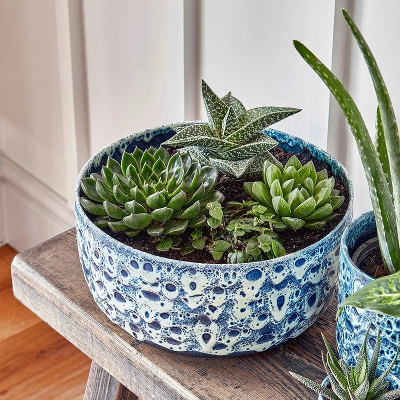 Sapphire Reactive Glaze Bowl 12.5cm Height 25cm Dia