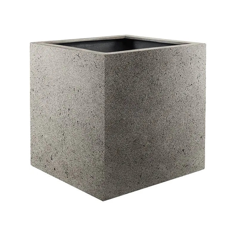 Grigio Plant Pot 30cm Height 24cm Dia Cube Natural Concrete
