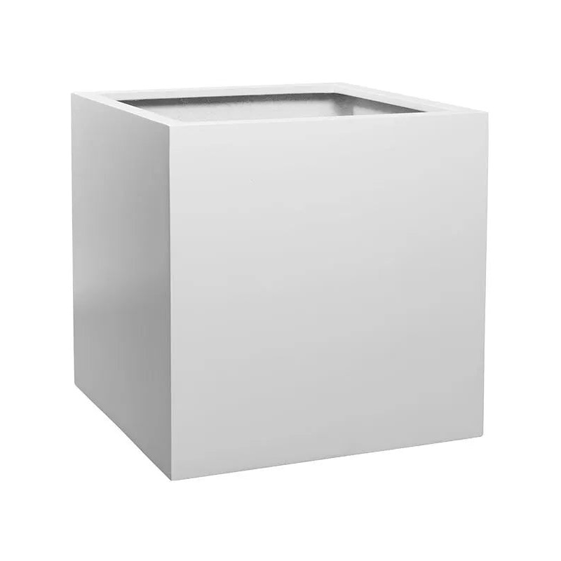 Fiberstone Plant Pot 60cm Height 55cm Dia Block XL Matt white