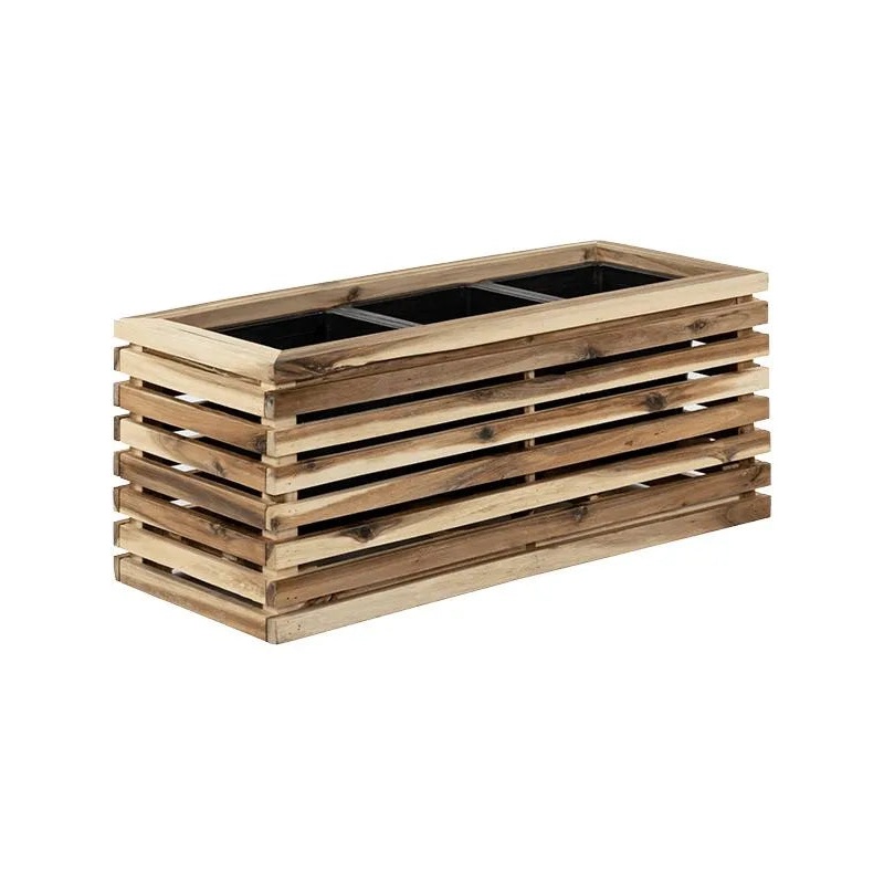 Marrone Orizzontale (with liner) Plant Pot 28cm Height 18cm Dia Box Naturel