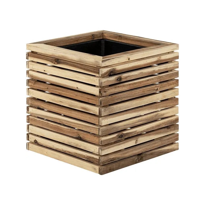 Marrone Orizzontale (with liner) Plant Pot 40cm Height 26cm Dia Cube Naturel