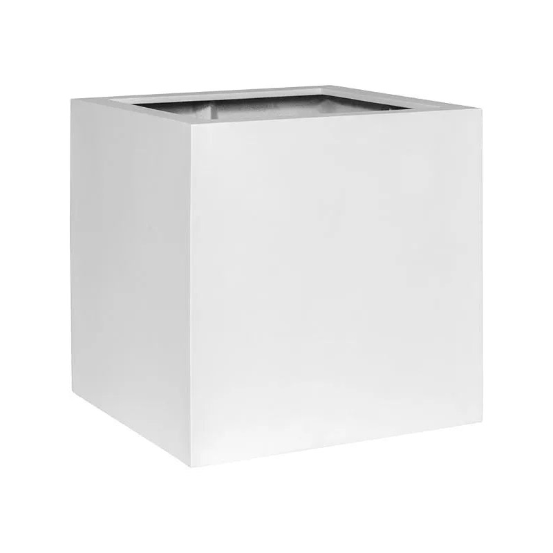 Fiberstone Plant Pot 30cm Height 24cm Dia Block S Matt white