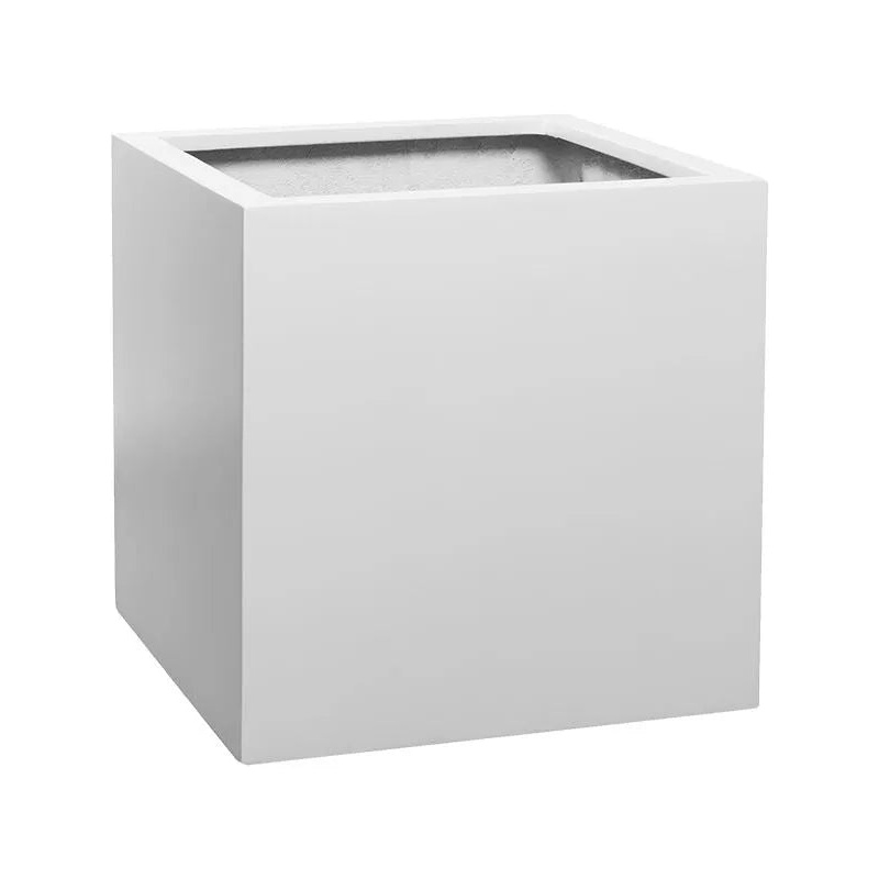 Fiberstone Plant Pot 50cm Height 45cm Dia Block L Matt white