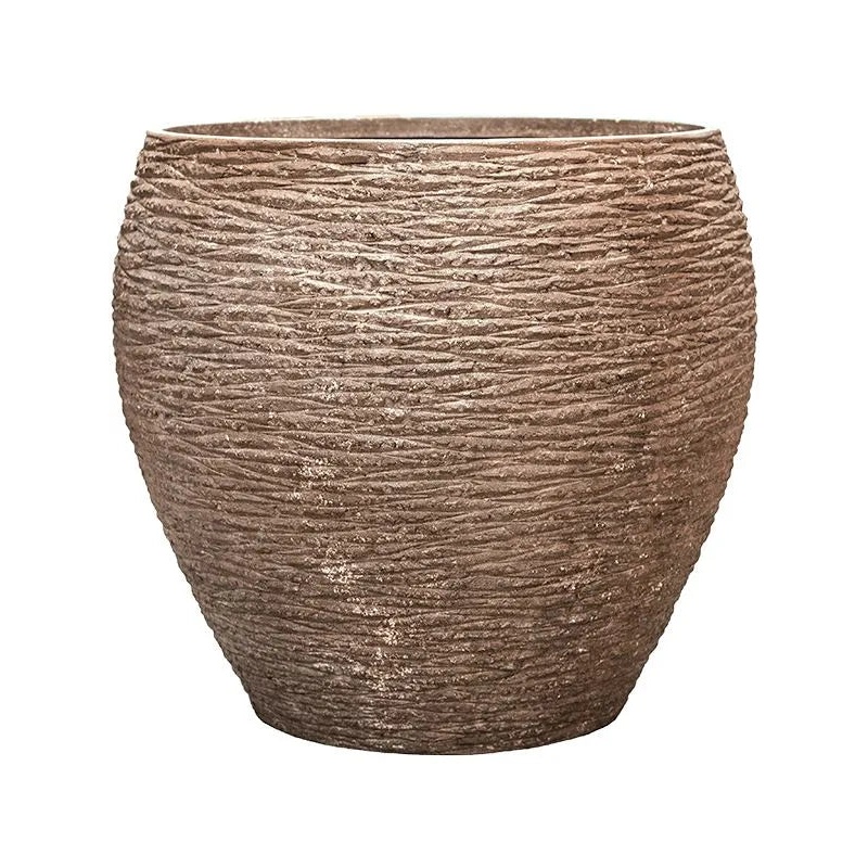 Baq Polystone Coated Ribbed Plant Pot 73cm Height 65cm Dia Balloon Rock