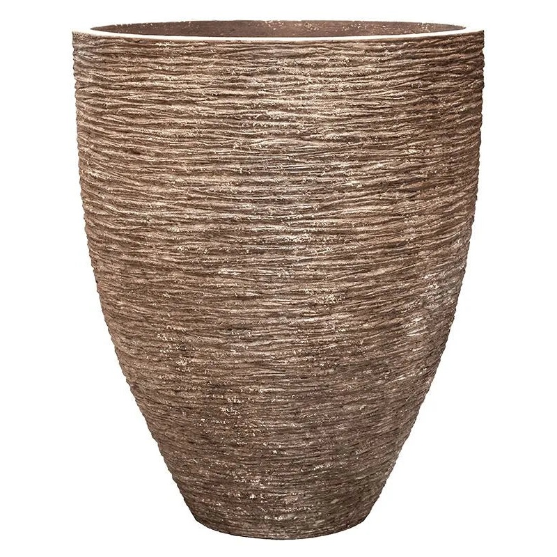 Baq Polystone Coated Ribbed Plant Pot 111cm Height 82cm Dia Couple Rock