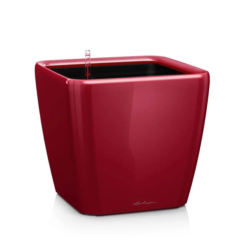 Lechuza Premium Quadro LS 50 Plant Pot 47cm Height 43cm Dia All Inclusive Set Scarlet Red High-gloss