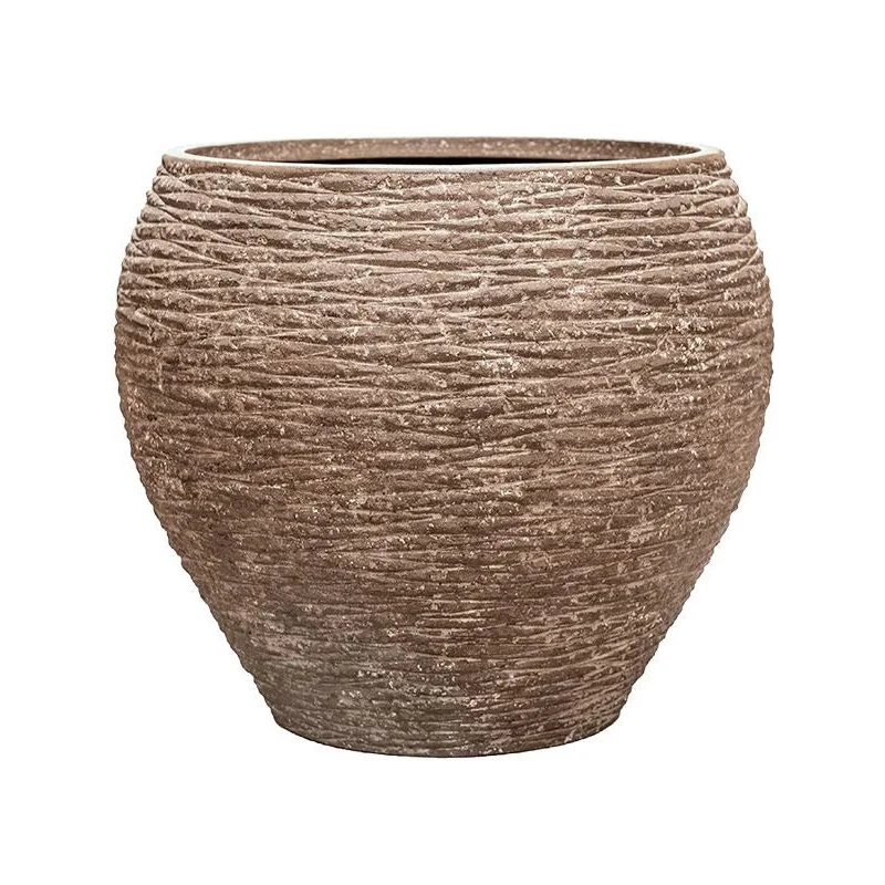 Baq Polystone Coated Ribbed Plant Pot 53cm Height 45cm Dia Balloon Rock