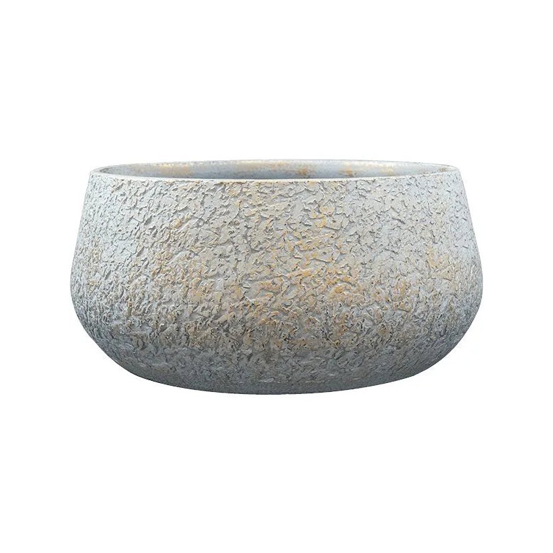 Noor Plant Pot 13cm Height 23cm Dia Bowl Metallic Grey