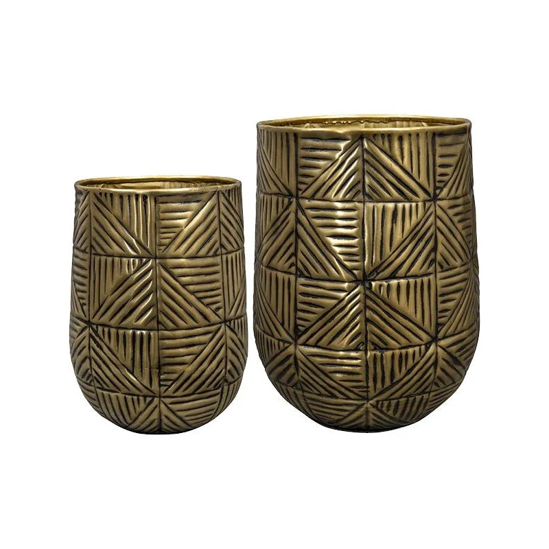 Calvin Plant Pot 26cm Height cm Dia Pot Tall Matt Gold (set of 2)