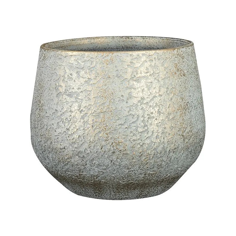 Noor Plant Pot 16cm Height 14cm Dia Pot Metallic Grey