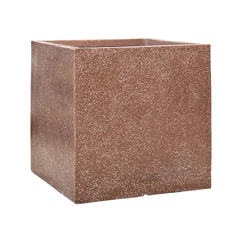 Baq Terrazzo Plant Pot 60cm Height 53cm Dia Cube Mocha