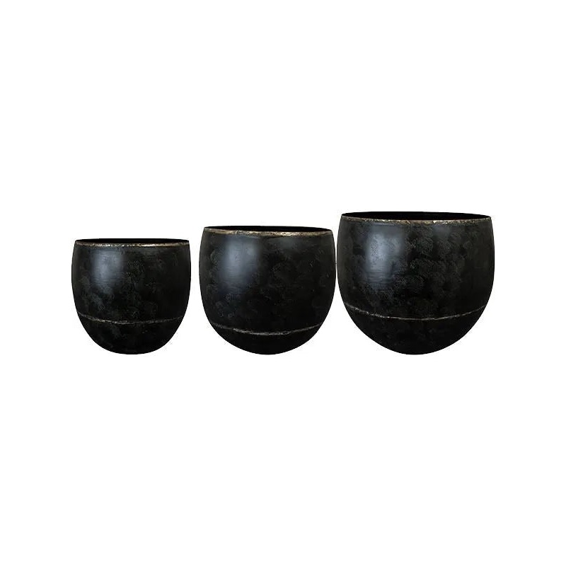Belia Plant Pot 33cm Height cm Dia Pot Vintage Black (set of 3)