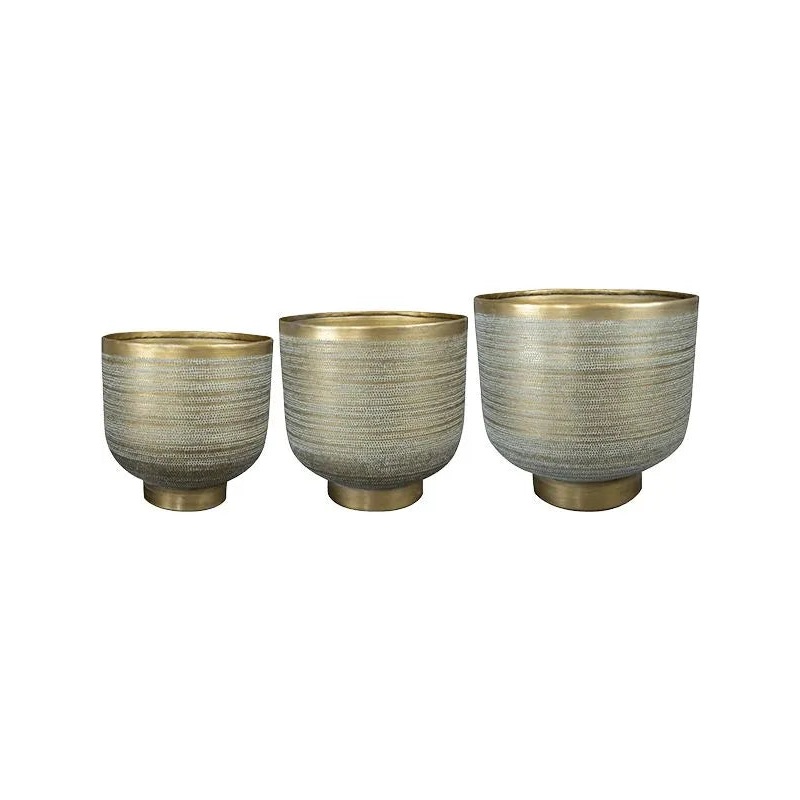 Jara Plant Pot 27cm Height cm Dia Pot Antique Brass (set of 3)