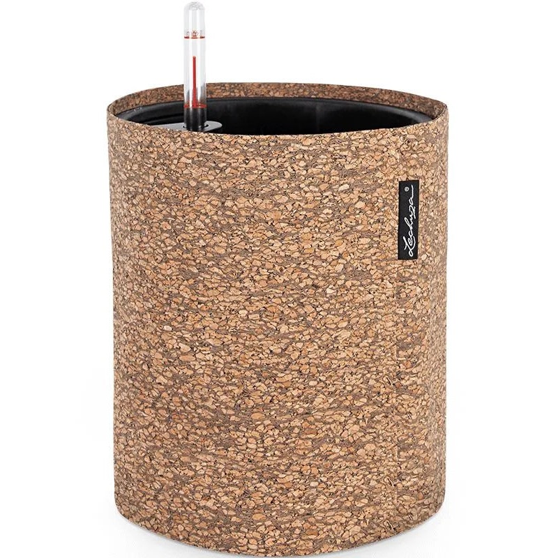 Lechuza Trendcover 23 Cork Plant Pot 26.5cm Height 20cm Dia All In One Dark Natural