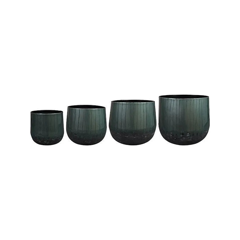 Ninthe Plant Pot 31cm Height cm Dia Pot Metallic Green (set of 4)