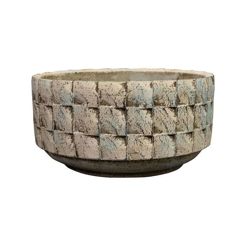 Jim Plant Pot 10cm Height 18cm Dia Bowl White Earth